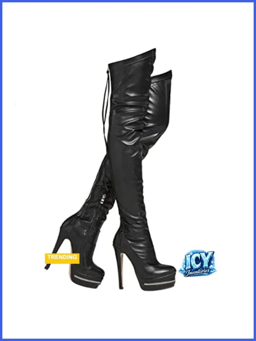 Women's Platform Over-The-Knee Boots Lace Up Gold Strap Thigh High Boots